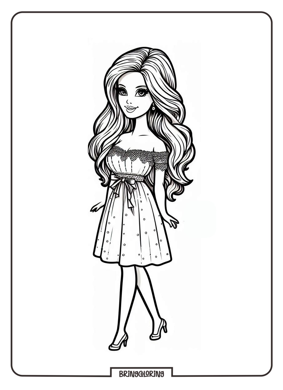 Barbie Coloring Pages for Kids 1 Barbie Coloring Page bringcoloring.com