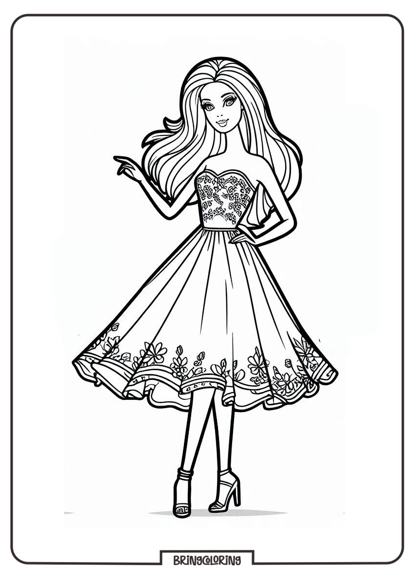 Barbie Coloring Pages for Kids 3 Barbie Coloring Page for Kids bringcoloring.com