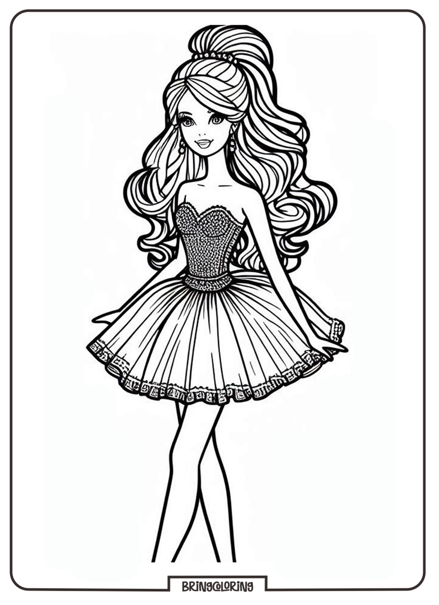 Barbie Coloring Pages for Kids 6 Barbie Coloring Pages for Kids bringcoloring.com