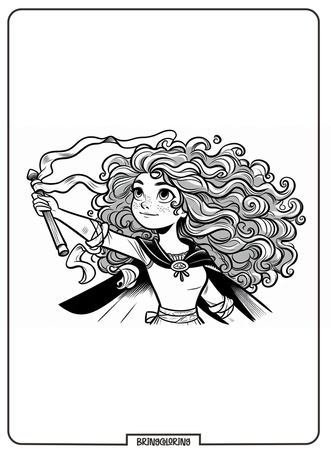 Have Fun Coloring the Fearless Princess Merida! 1 Brave Merida Coloring Online Page bringcoloring.com