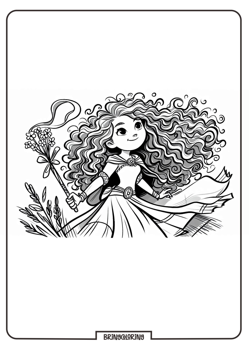 Have Fun Coloring the Fearless Princess Merida! 2 Brave Merida Coloring Online Page for Kids bringcoloring.com