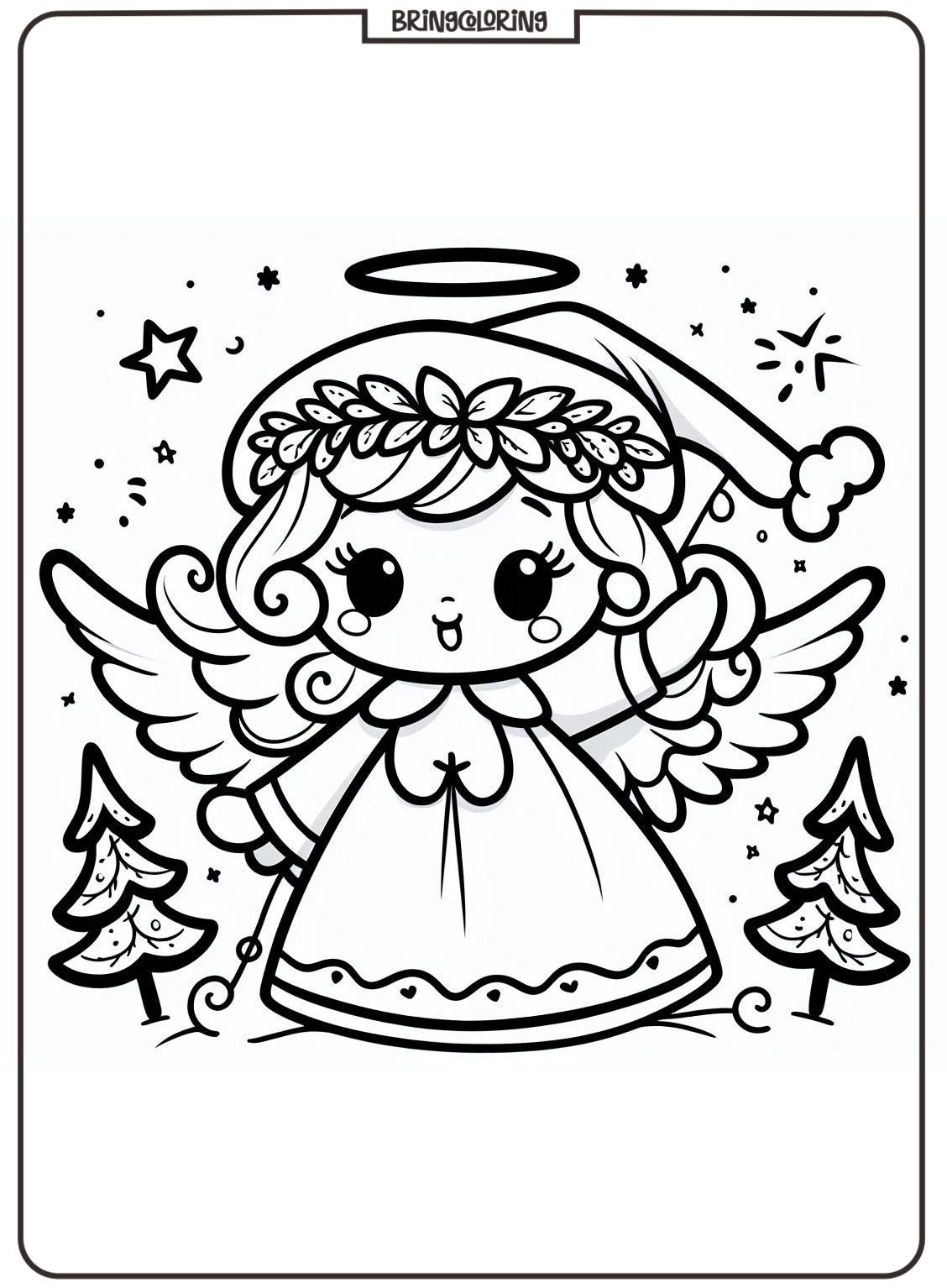 Christmas Angel Coloring Pages for Kids 1 Christmas Angel Coloring Online Pages for Kids
