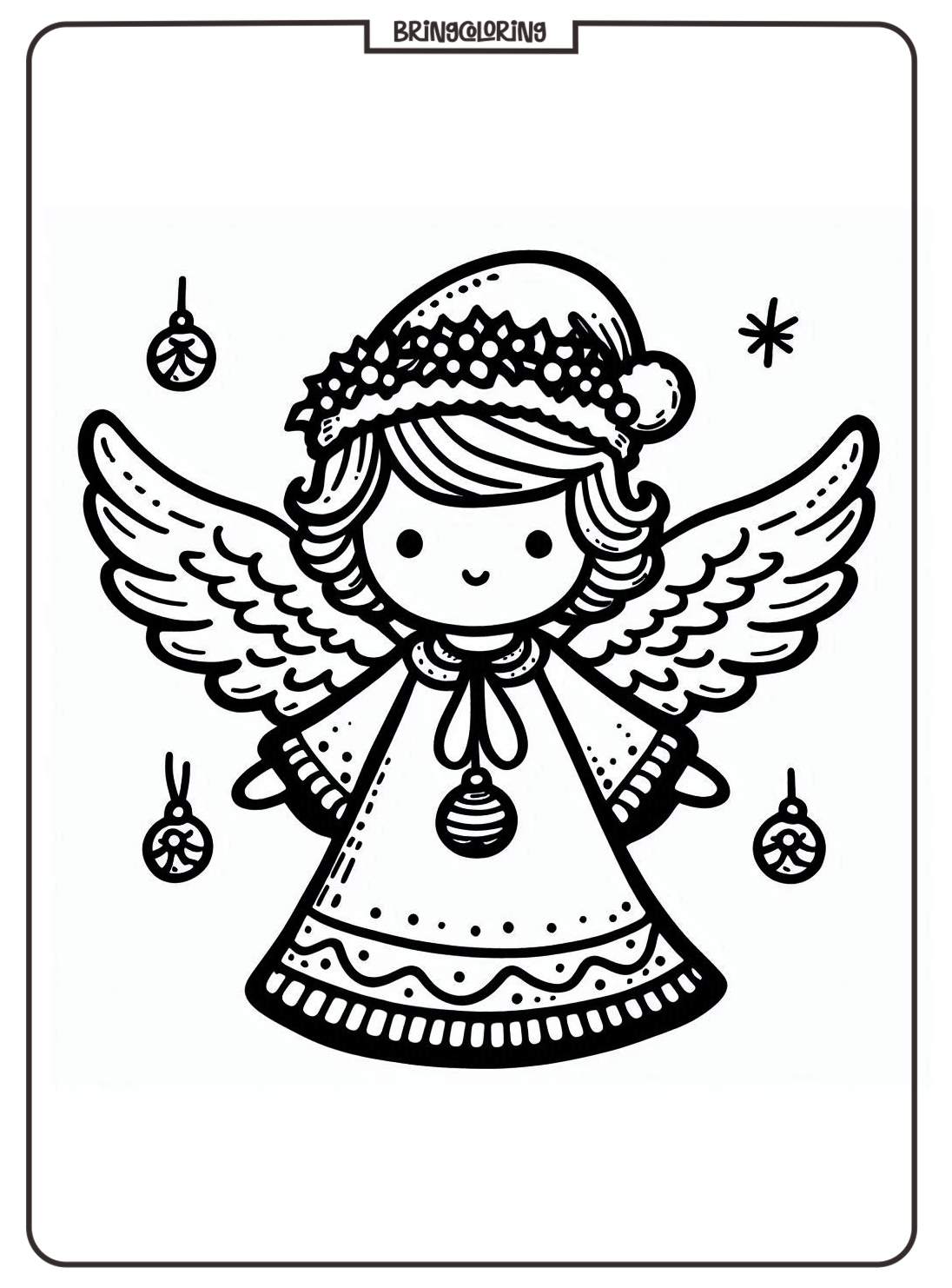 Christmas Angel Coloring Pages for Kids 2 Christmas Angel Coloring Page for Kids