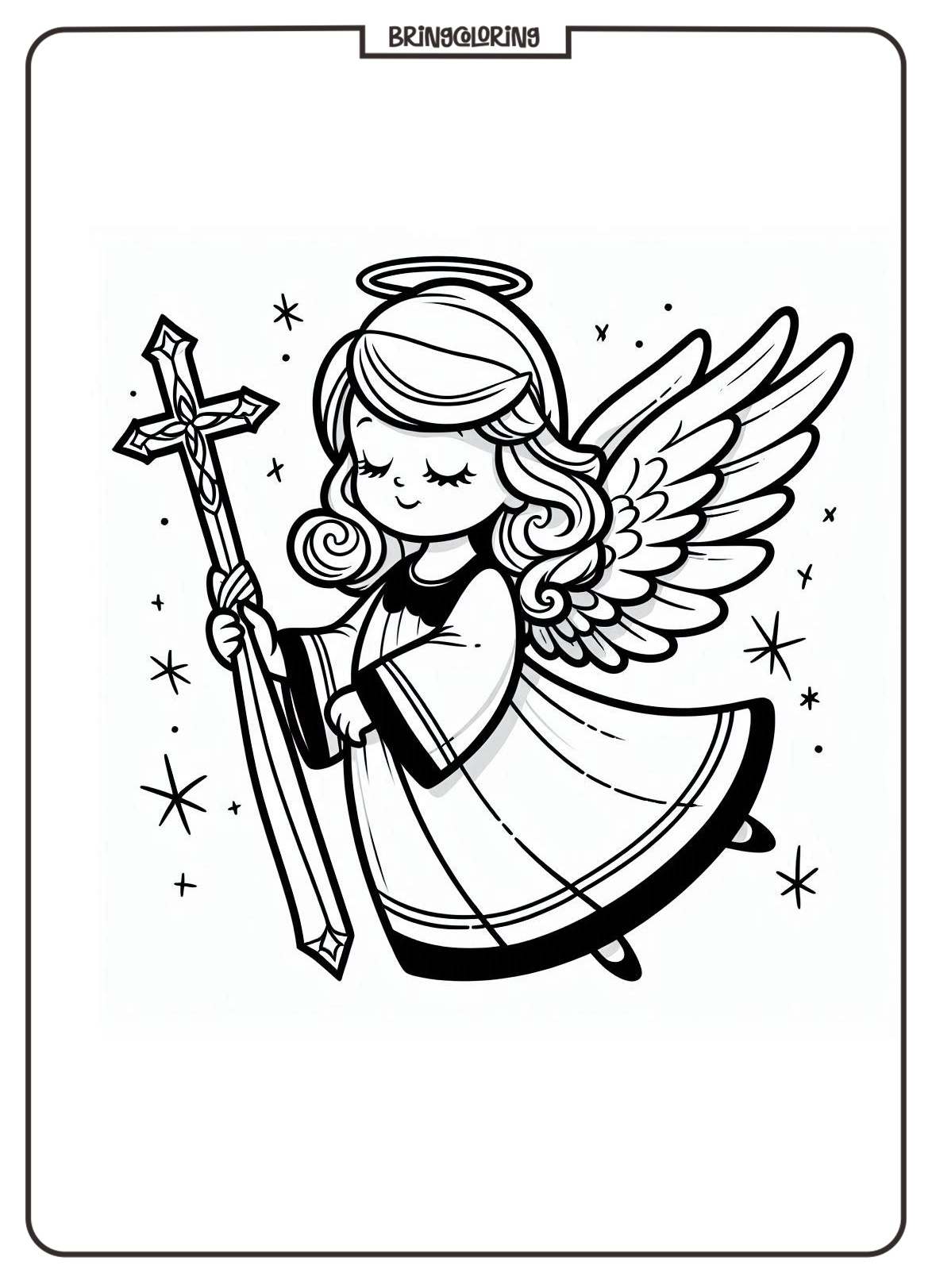 Christmas Angel Coloring Pages for Kids 3 Christmas Angel Coloring Pages for Kids