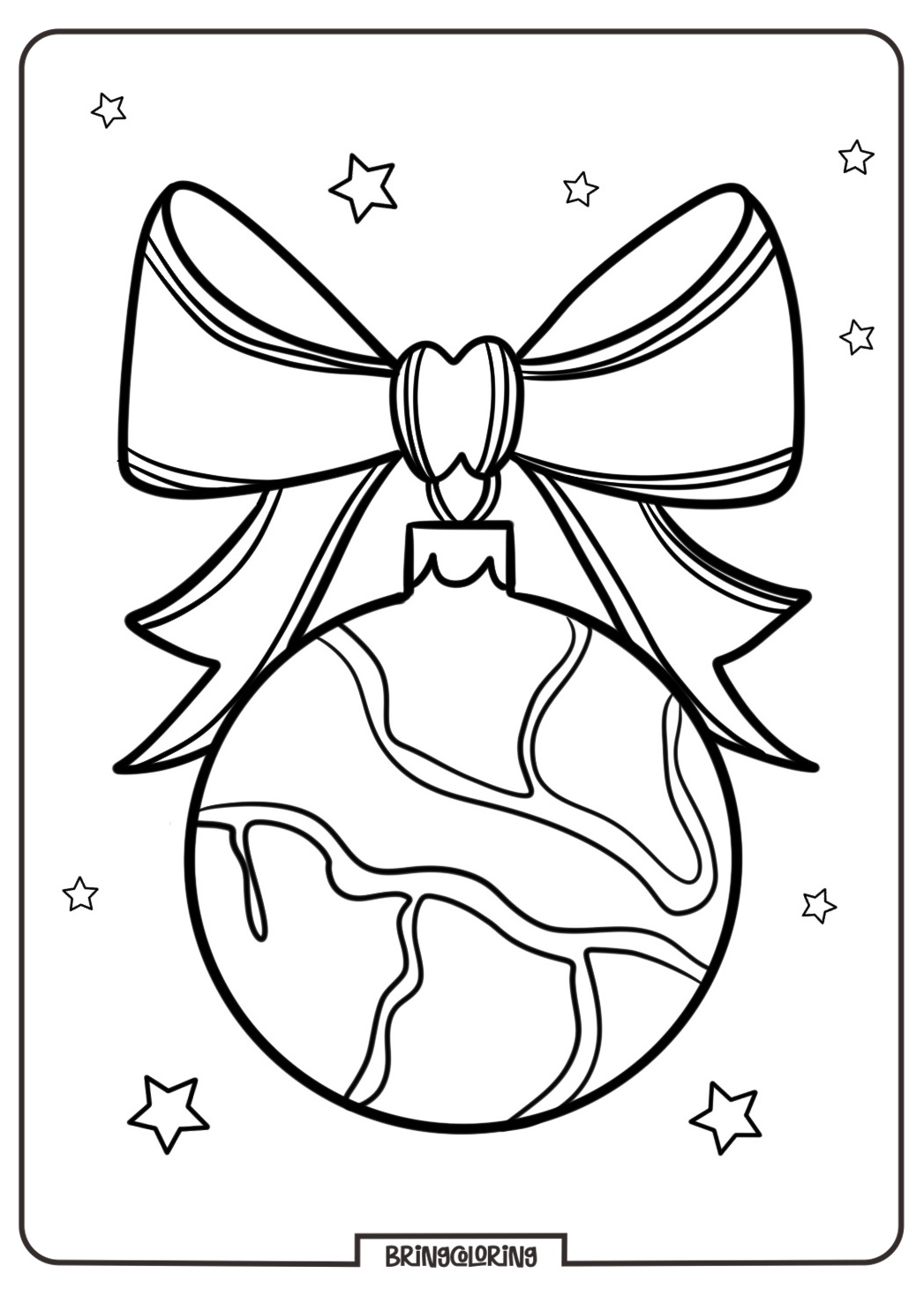 Christmas Ornament Coloring Pages for Kids 4 Christmas Ornament with a Bow and Ribbon Coloring Online Pages