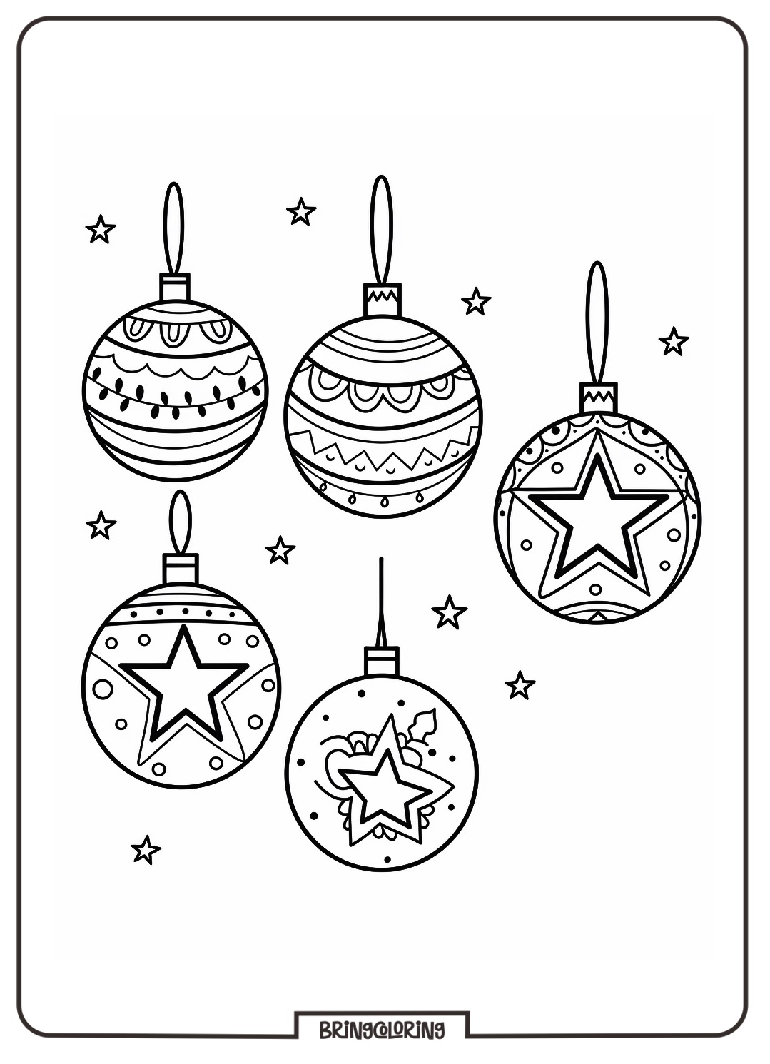 Christmas Ornament Coloring Pages for Kids 5 Christmas Ornaments Coloring