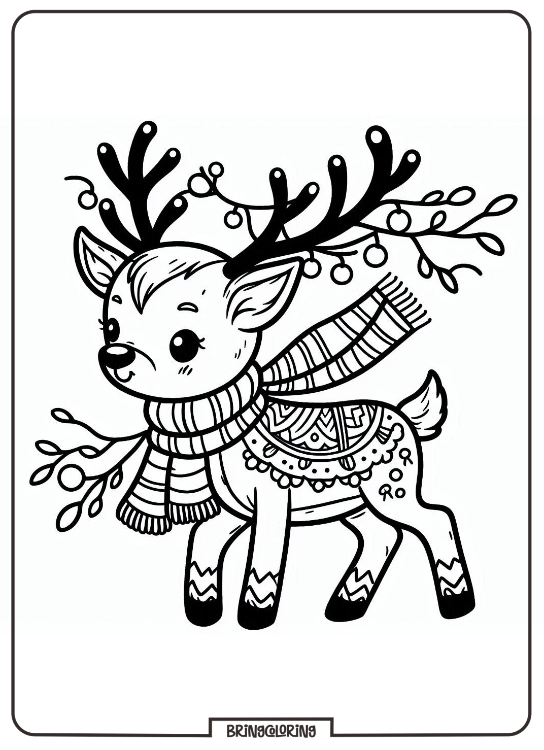 Christmas Reindeer Coloring Online Pages for Kids
