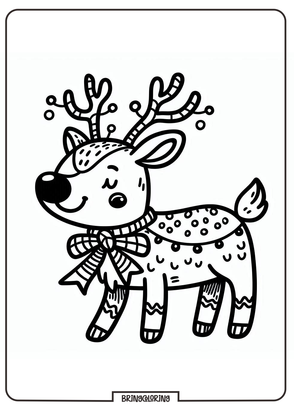 Christmas Reindeer Coloring Online page