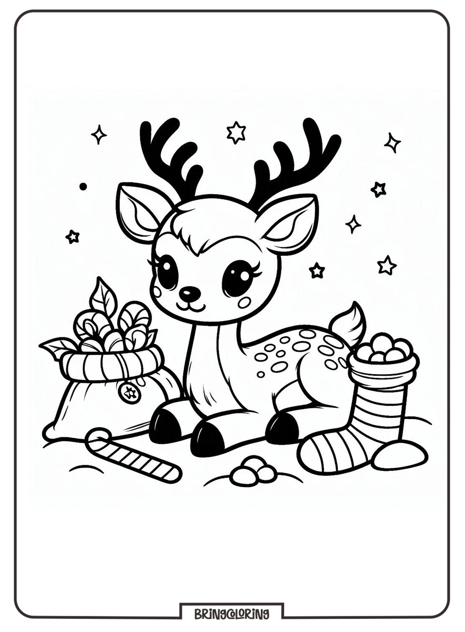 Christmas Reindeer Coloring Online pages