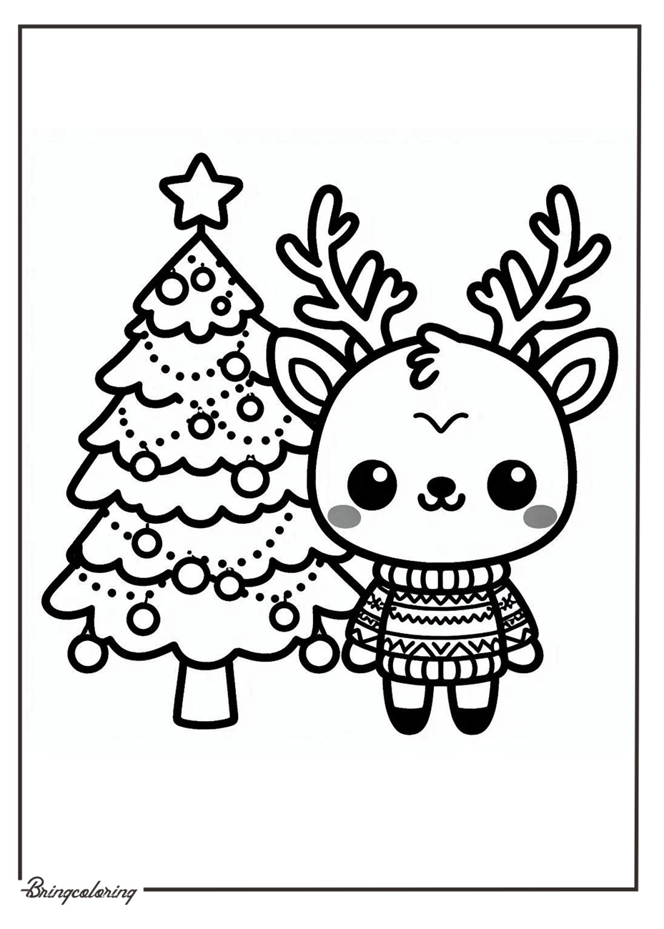 Welcome to our Cute Kawaii Christmas Coloring Pages for Kids! 1 Cute Kawaii Christmas Coloring Online Pages