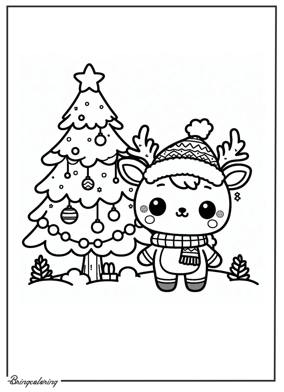 Welcome to our Cute Kawaii Christmas Coloring Pages for Kids! 2 Cute Kawaii Christmas Coloring Page