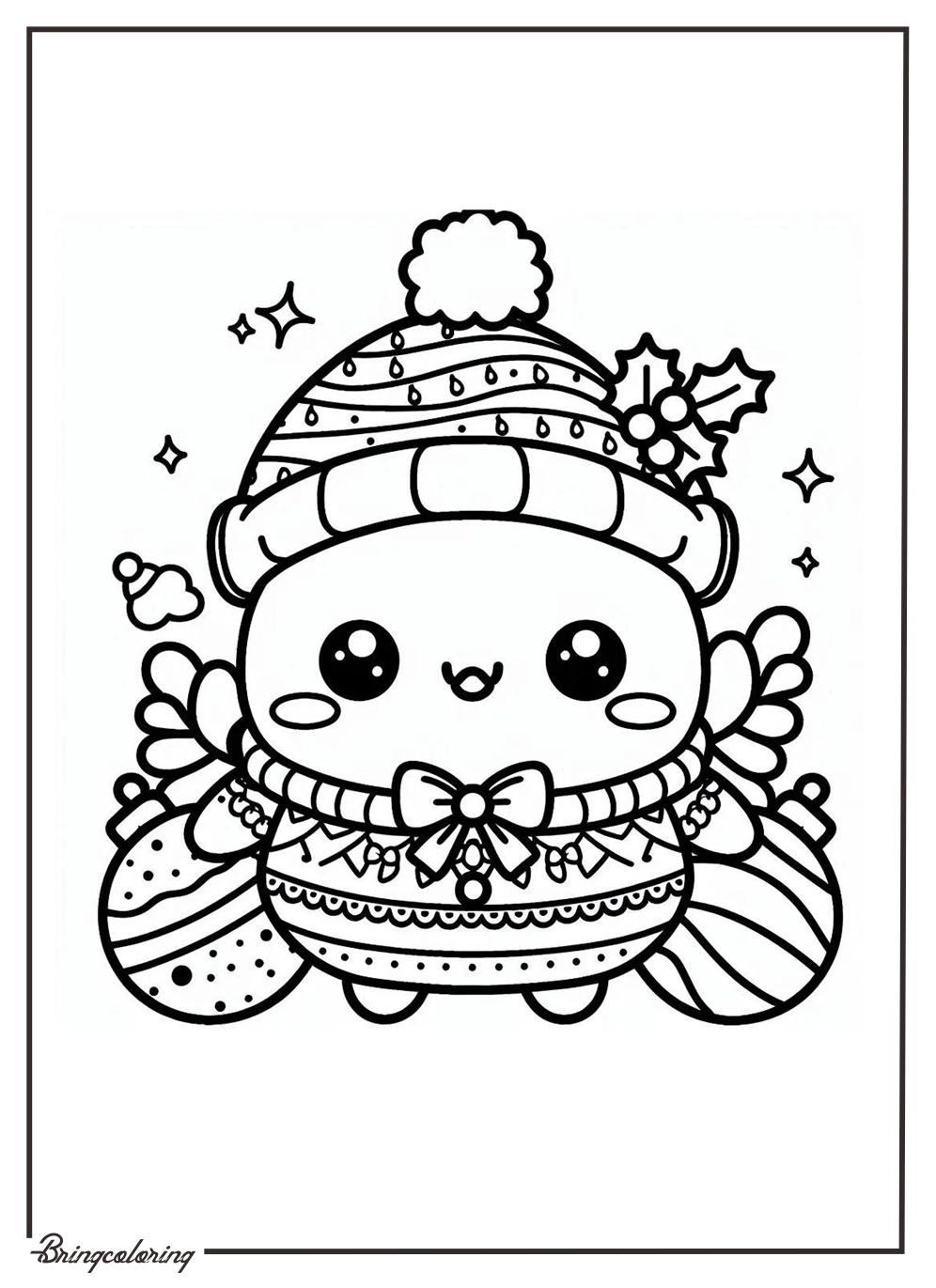 Welcome to our Cute Kawaii Christmas Coloring Pages for Kids! 3 Cute Kawaii Christmas Coloring Pages