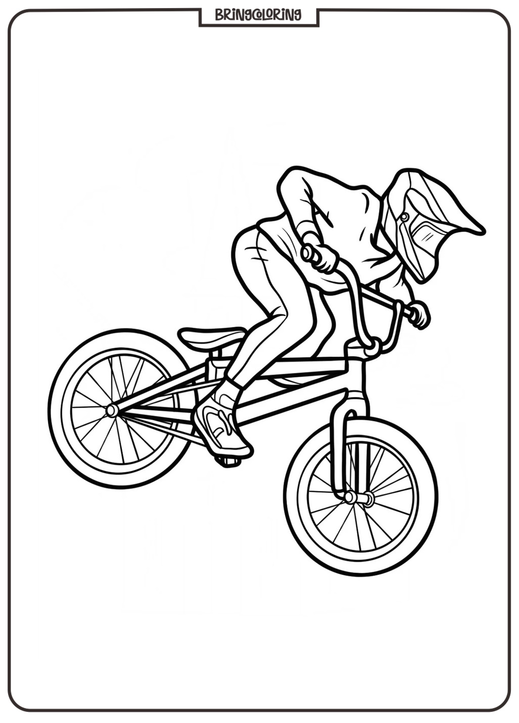 Cyclist Racing With Bicycle Coloring Online Page