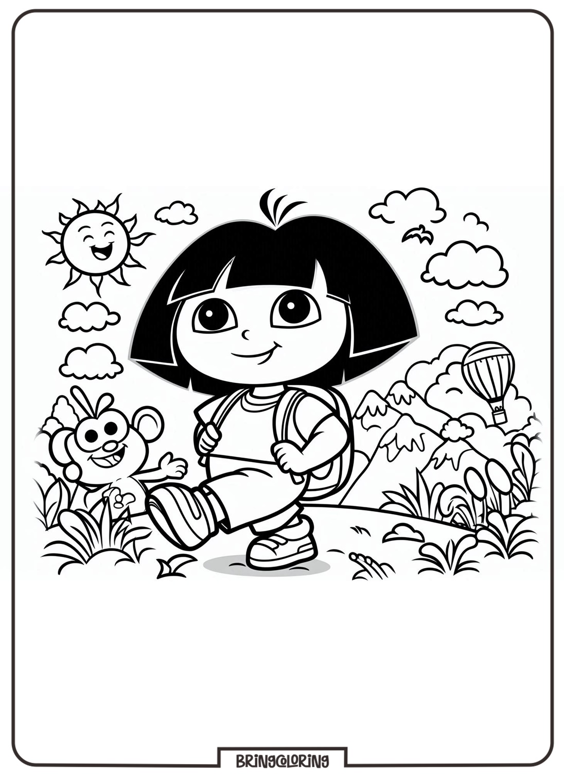 Go on an Exciting Adventure with these Dora Coloring Pages for Kids! 2 Dora Coloring Online Page for Kids bringcoloring.com