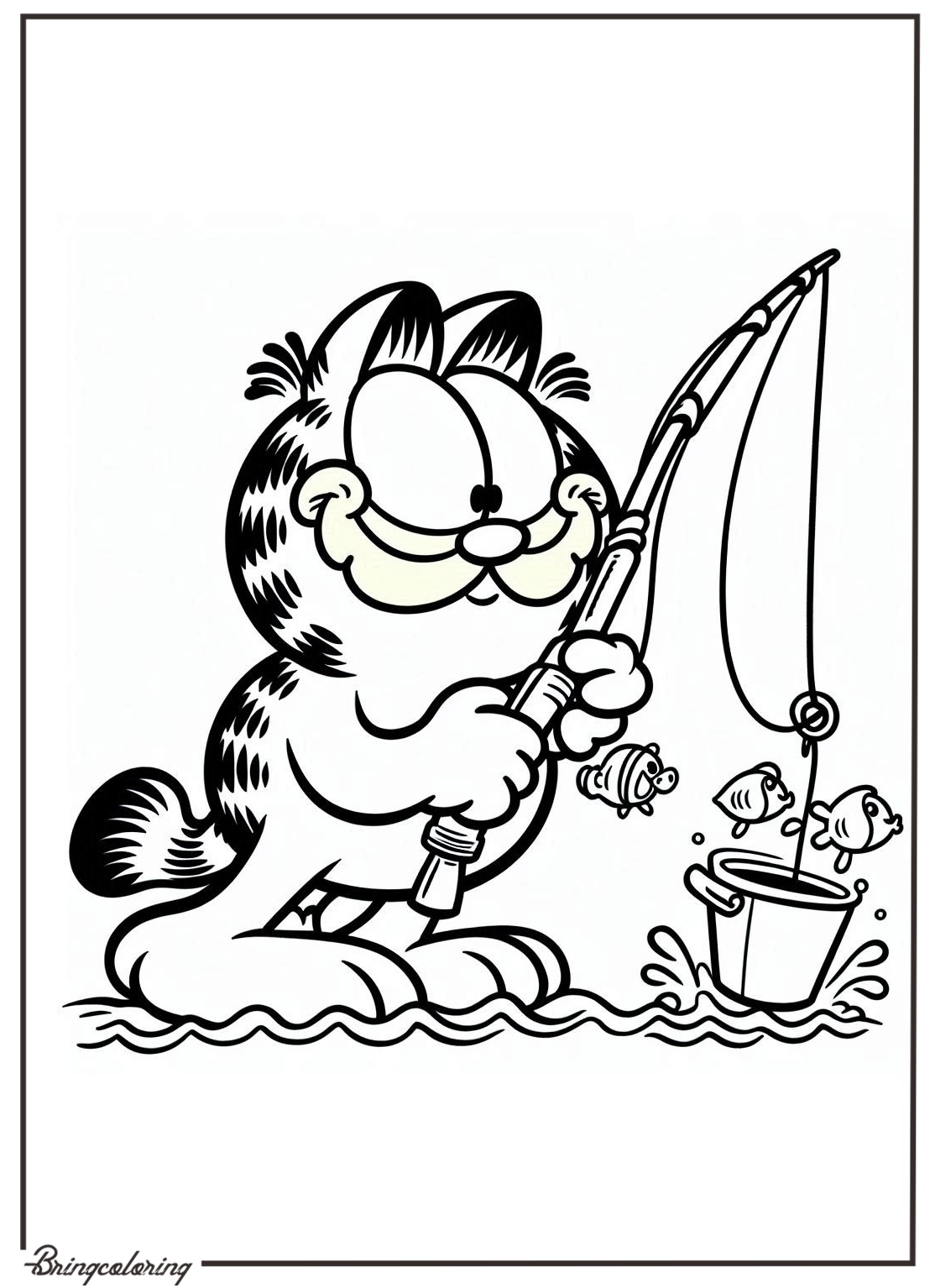 Garfield Fishing Coloring Pages for Kids 2 Garfield Fishing Coloring Online Pages bringcoloring.com