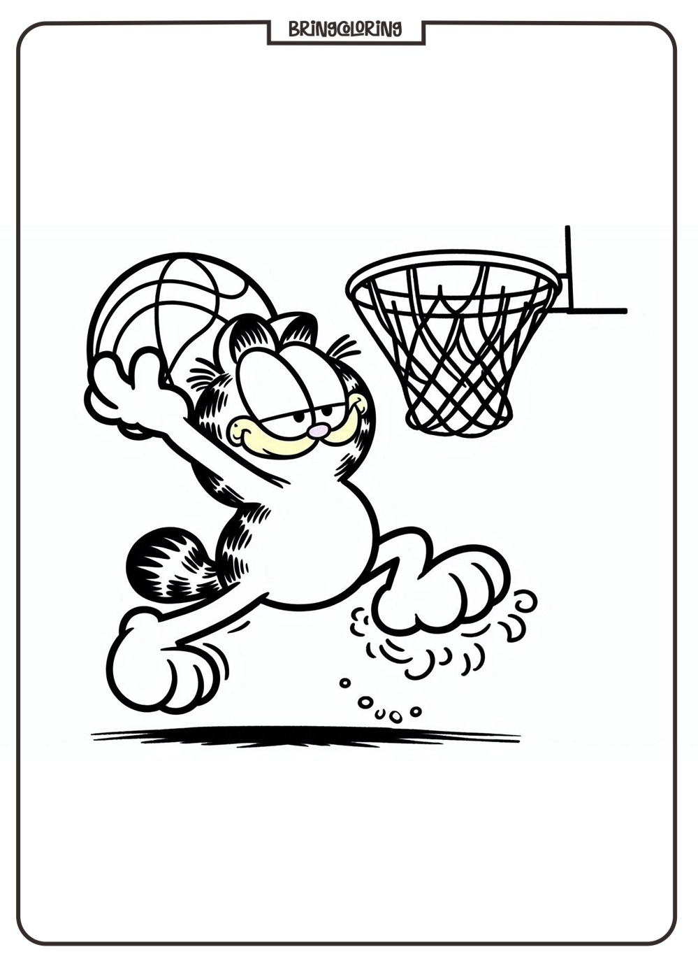 Garfield SlamDunk Action Coloring Pages 1 Garfield SlamDunk Coloring Online Page bringcoloring.com