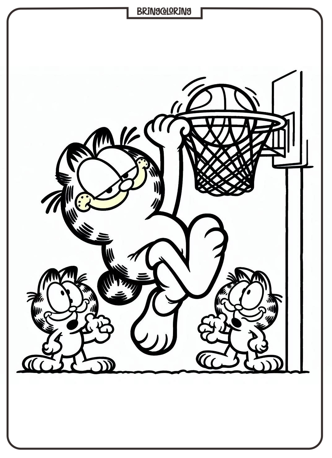 Garfield SlamDunk Action Coloring Pages 2 Garfield SlamDunk Coloring Online Pages bringcoloring.com
