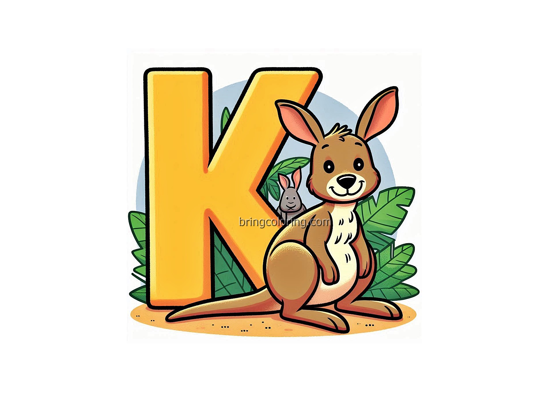 Alphabet Letter K with Kangaroo Coloring Pages 1 Image is Alphabet Letter K with Kangaroo Coloring