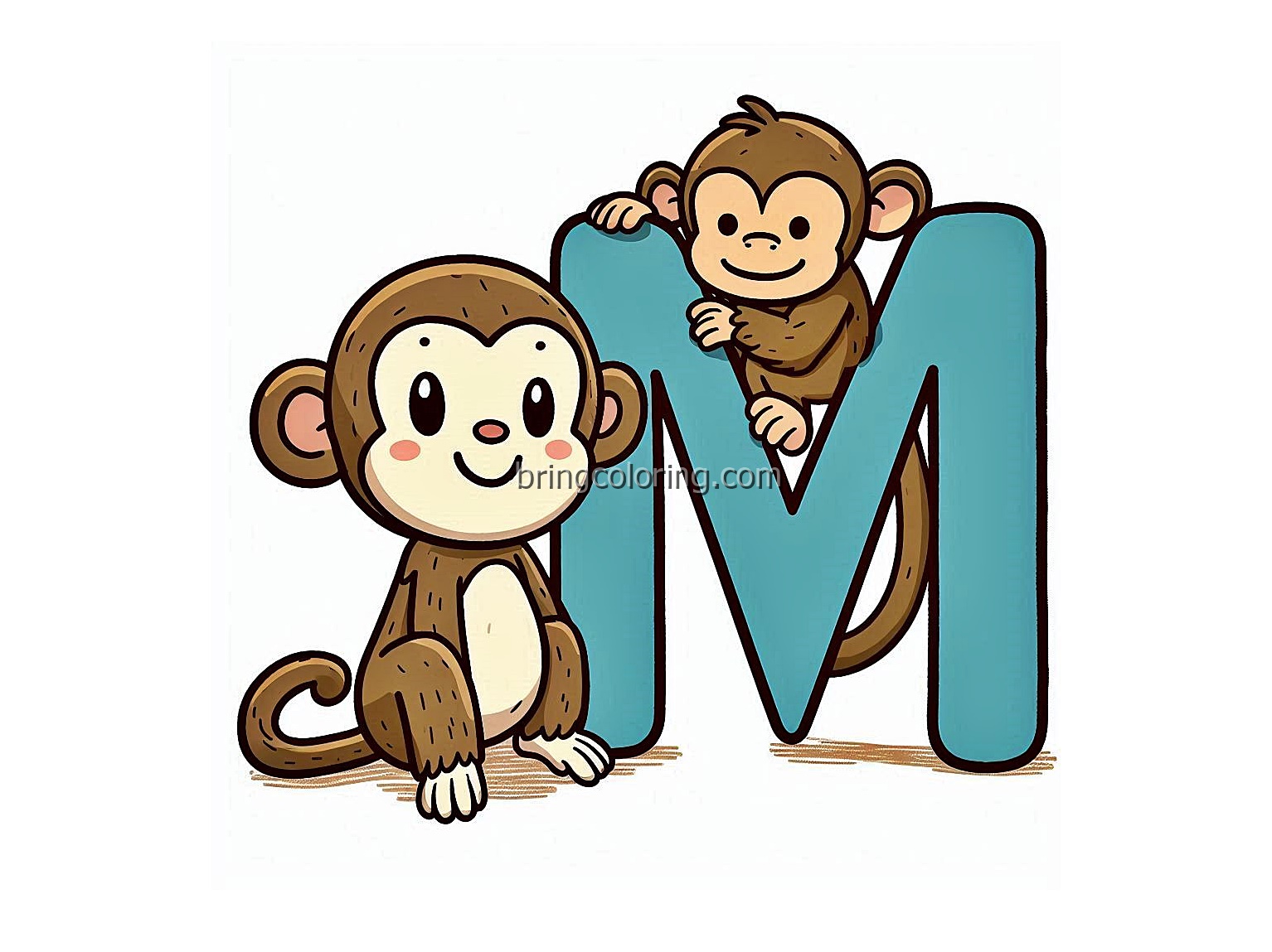 Alphabet Letter M with Monkey Coloring Pages 1 Image is Alphabet Letter M with Monkey Coloring