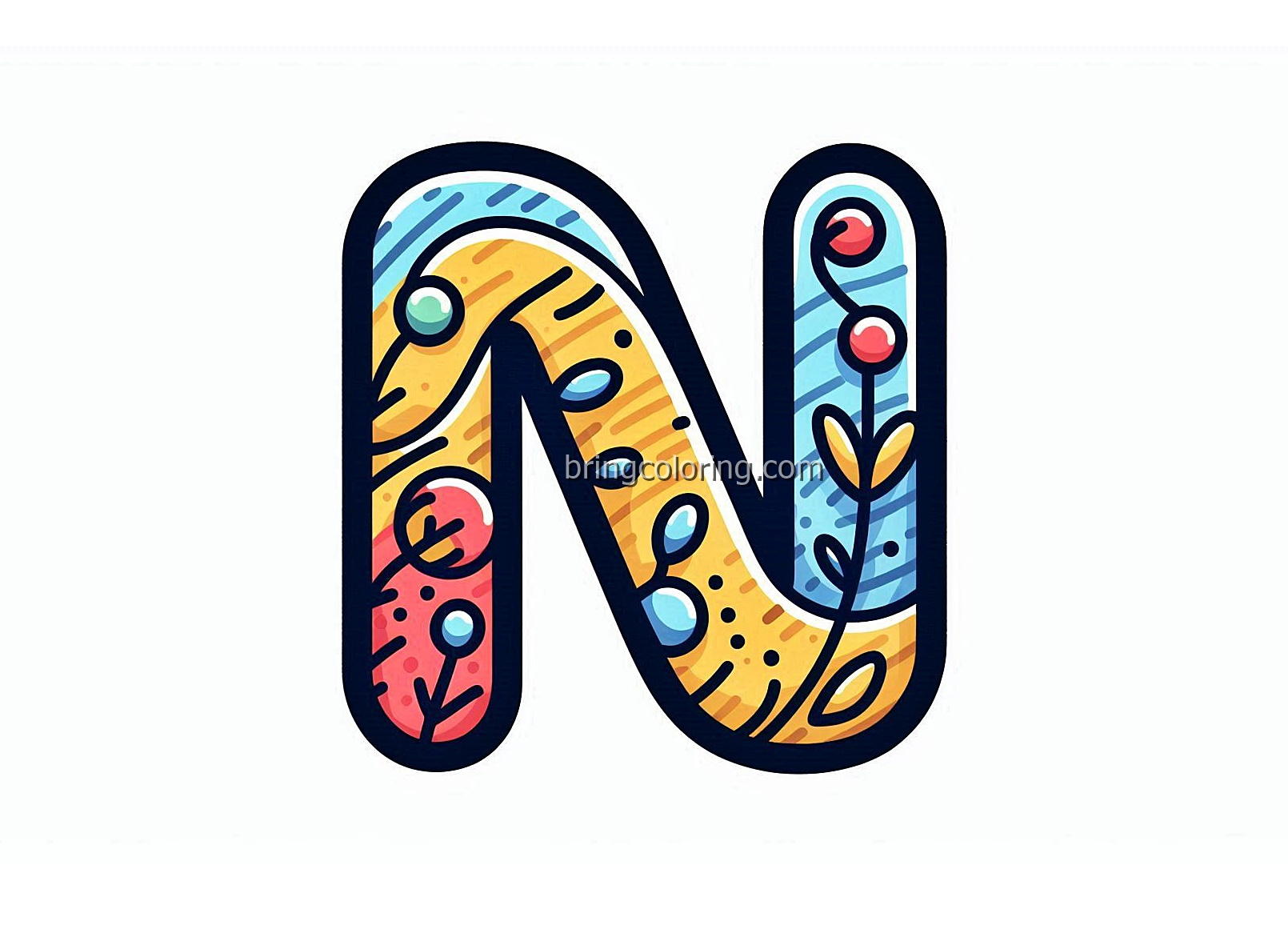 Alphabet Letter N Coloring Pages for Kids 4 Image is Alphabet Letter N Coloring