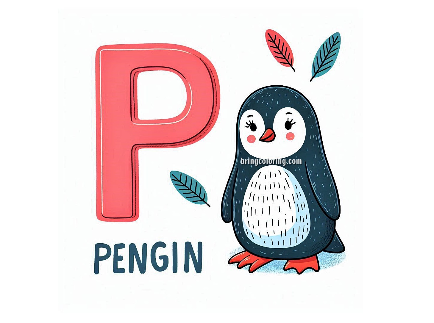 Alphabet Letter P with Penguin Coloring Pages 4 Image is Alphabet Letter P with Penguin Coloring - bringcoloring.com