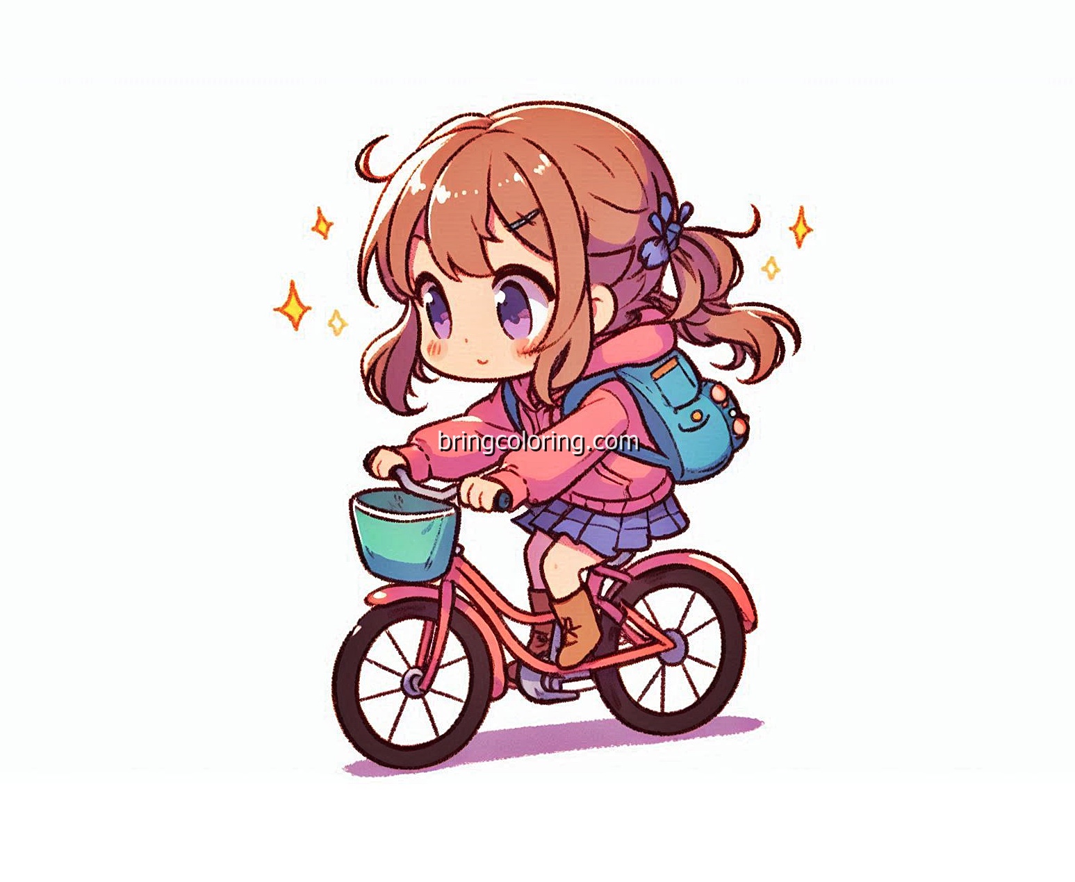 Cute Anime Girl Riding Bicycle Coloring Pages 4 Image is Anime Girl Riding Bicycle Coloring