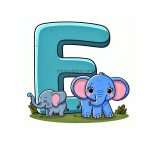 Image of Alphabet Letter E with Elephant Coloring