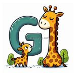 Image of Alphabet Letter G with Giraffe Coloring
