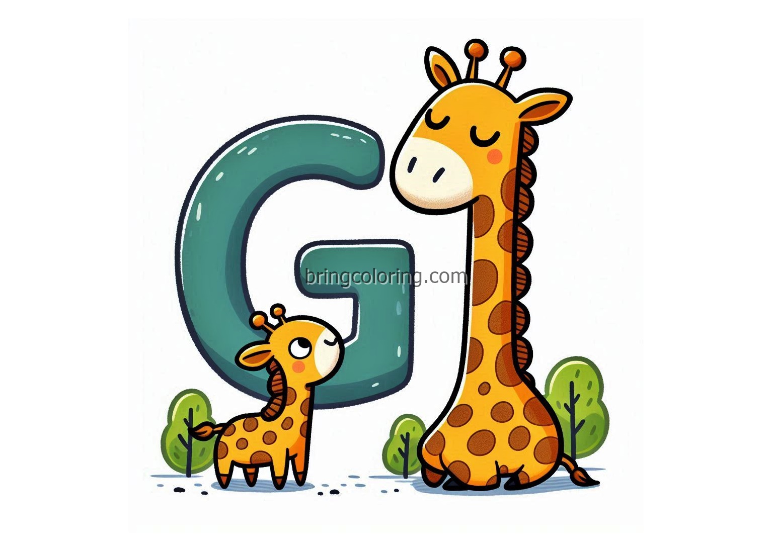 Alphabet Letter G with Giraffe Coloring Pages 1 Image of Alphabet Letter G with Giraffe Coloring