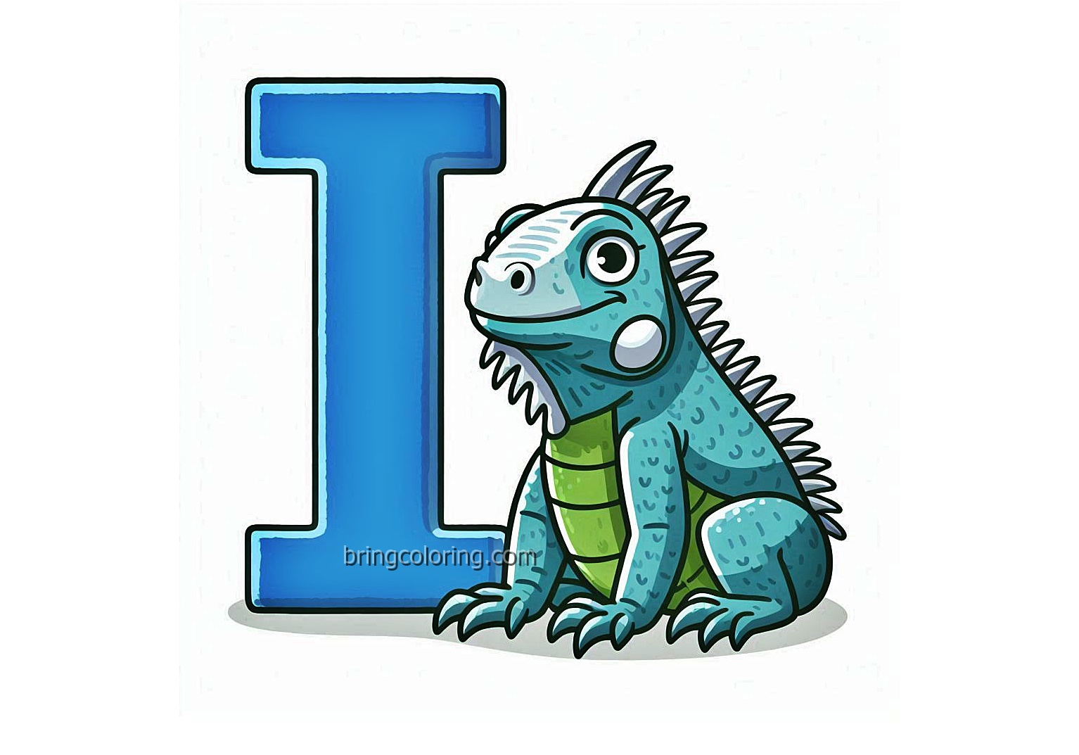 Alphabet Letter I with Iguana Coloring Pages 1 Image of Alphabet Letter I with Iguana Coloring