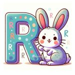 Image of Alphabet Letter R with Rabbit Coloring - bringcoloring.com