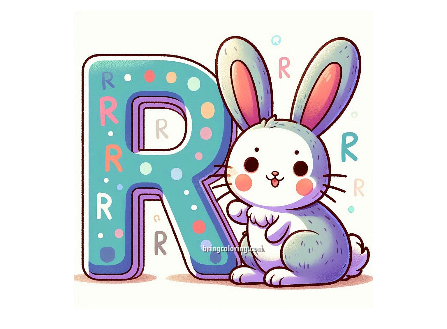 Alphabet Letter R with Rabbit Coloring Page for Kids 4 Image of Alphabet Letter R with Rabbit Coloring - bringcoloring.com