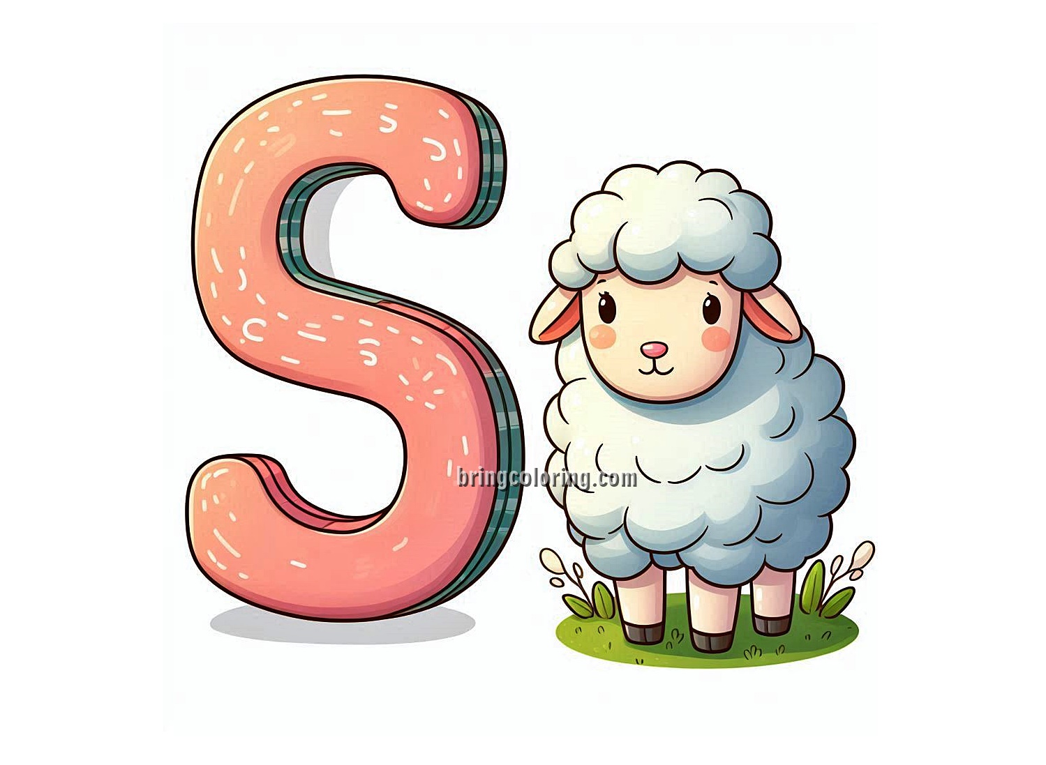 Alphabet Letter S with Sheep Coloring Pages 1 Image of Alphabet Letter S with Sheep Coloring - bringcoloring.com