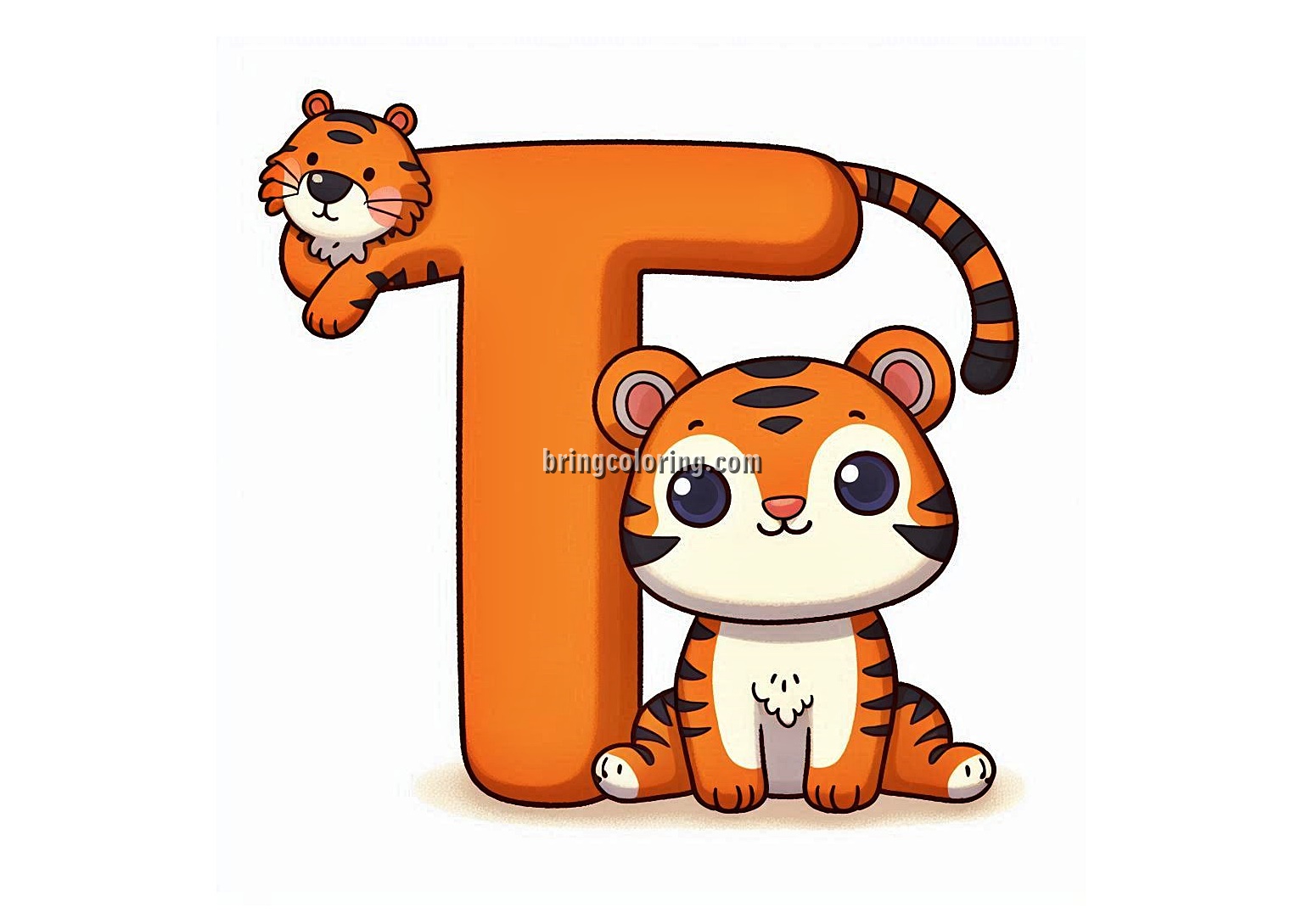 Alphabet Letter T with tiger Coloring Pages 1 Image of Alphabet Letter T with Tiger Coloring - bringcoloring.com