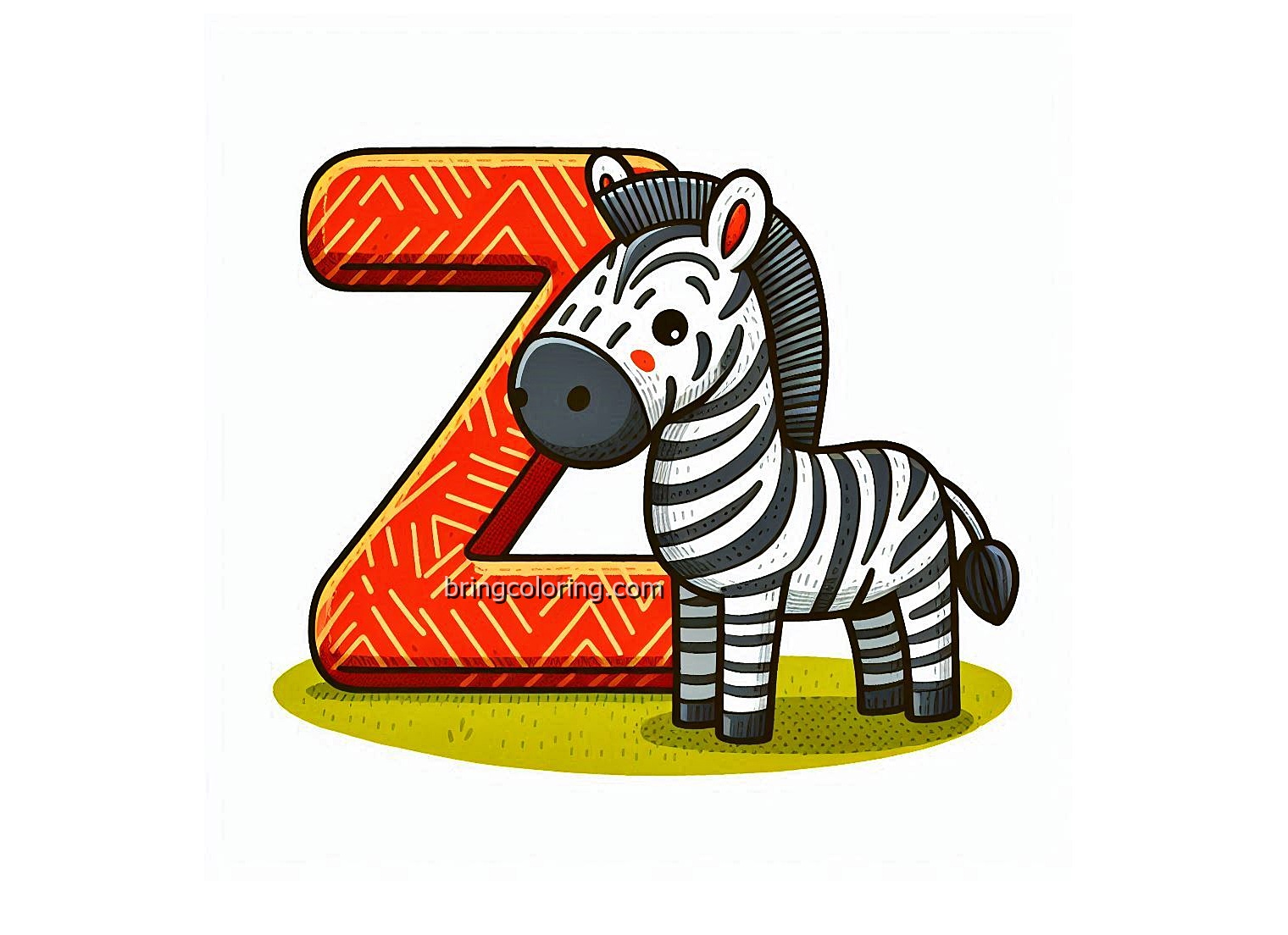 Alphabet Letter Z with Zebra Coloring Pages 3 Image of Alphabet Letter Z with Zebra Coloring - bringcoloring.com