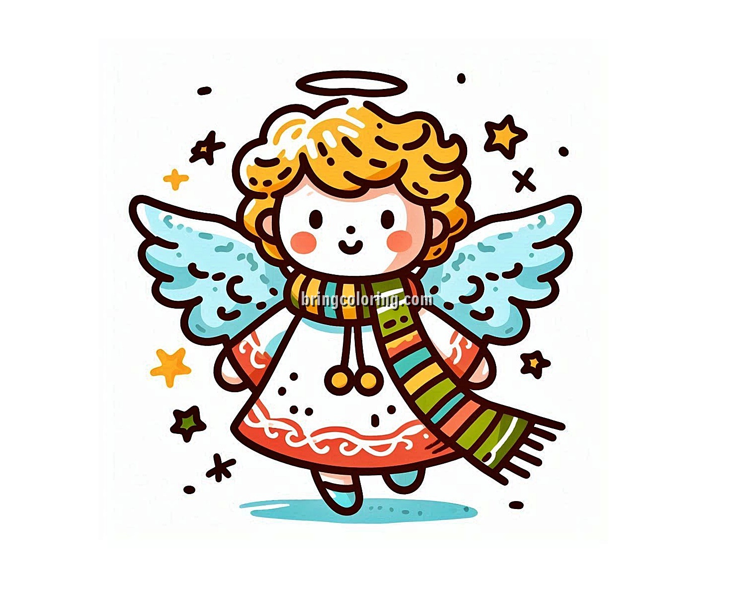 Christmas Angel Coloring Pages for Kids 4 Image of Christmas Angel Coloring