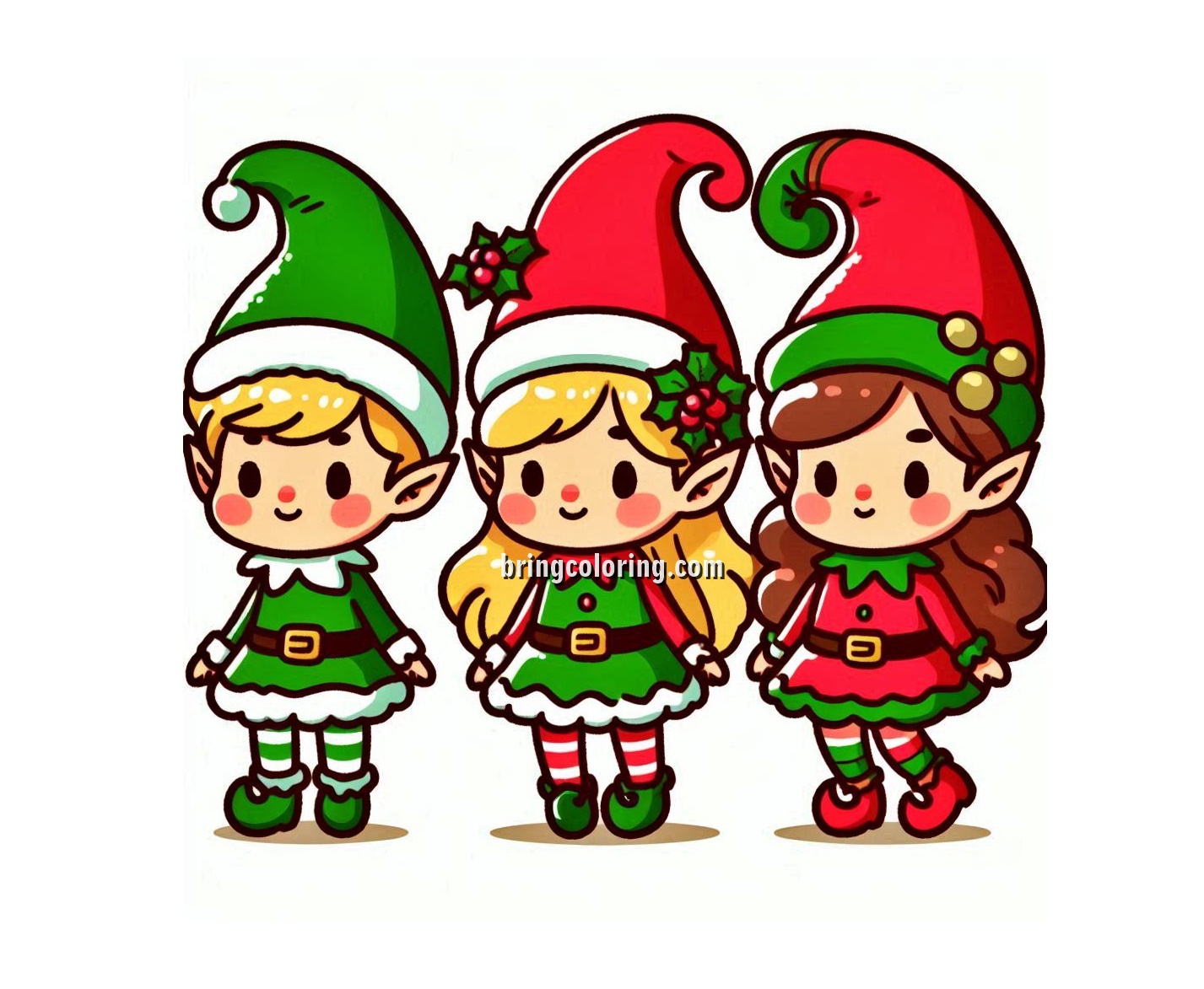 Image of Christmas Elves Coloring