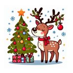 Image of Christmas Reindeer Coloring