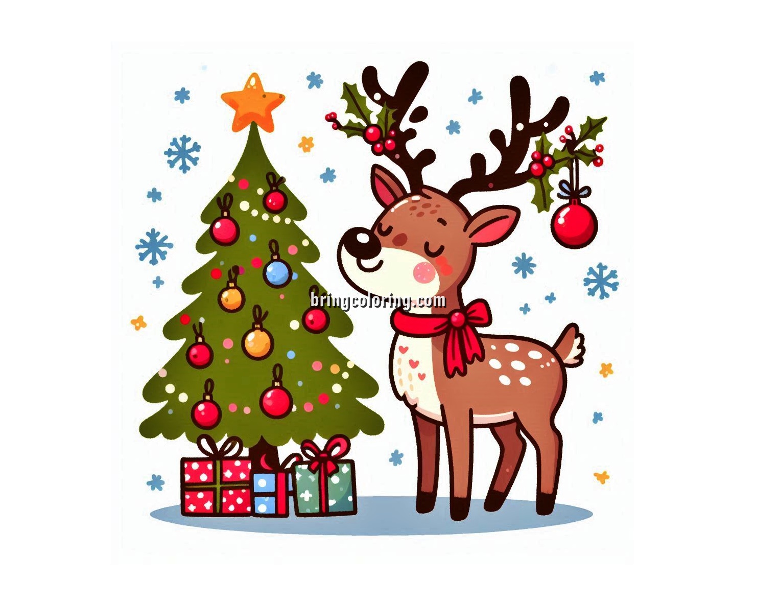 Image of Christmas Reindeer Coloring