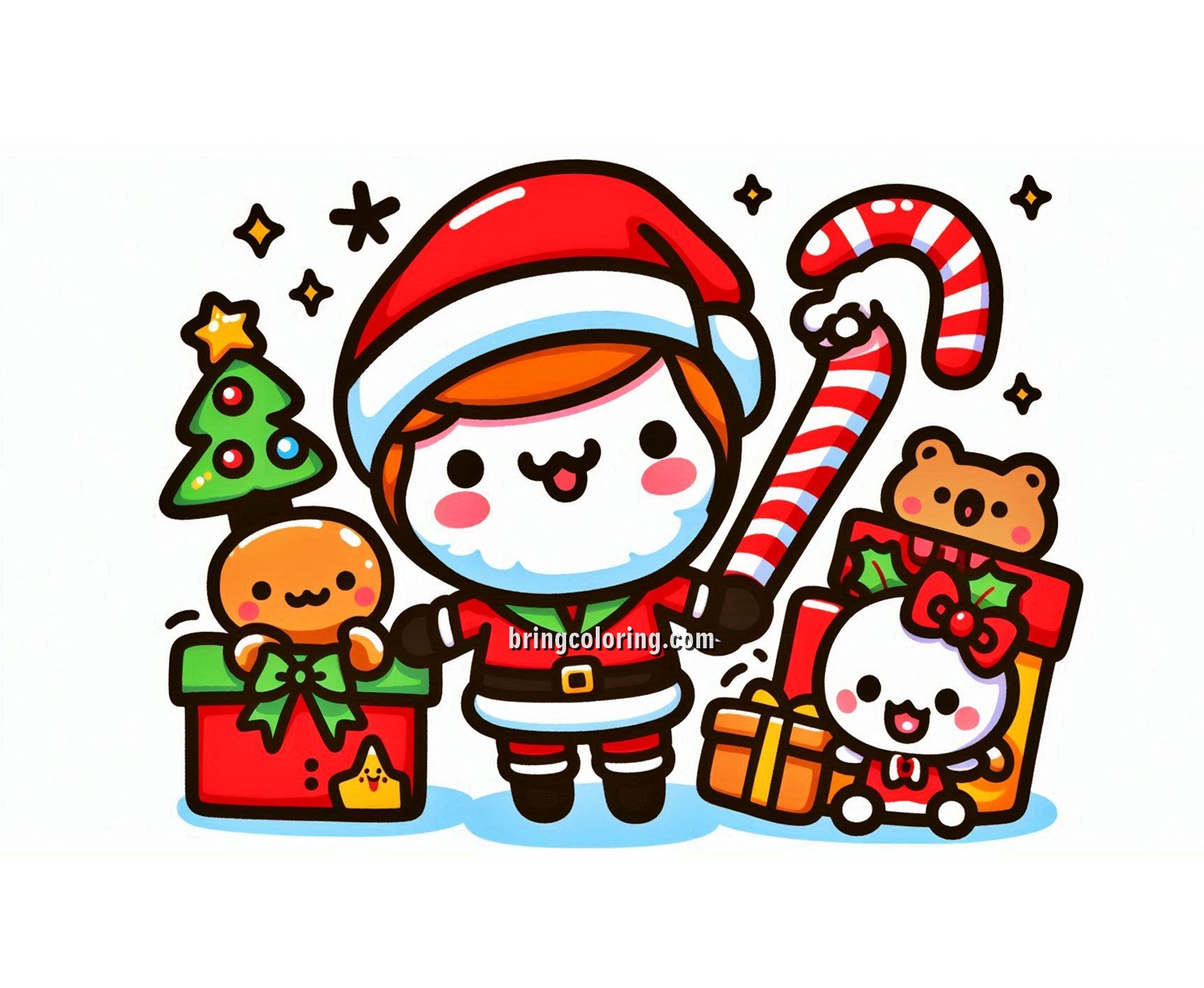 Welcome to our Cute Kawaii Christmas Coloring Pages for Kids! 5 Image of Kawaii Coloring Pages
