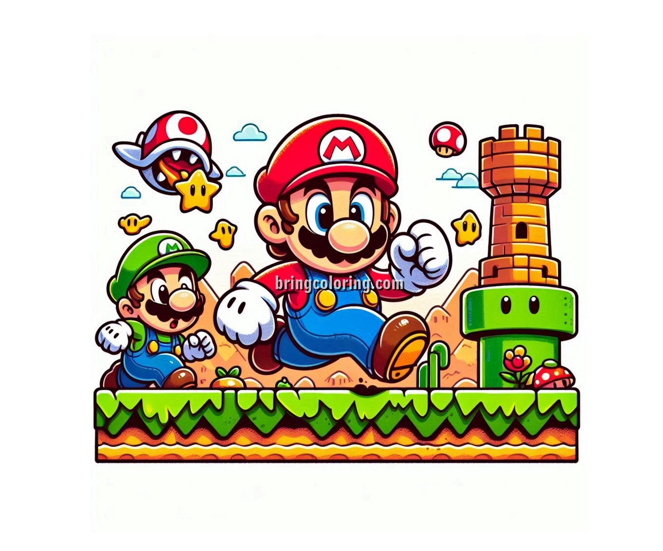 Famous Video Game Hero Mario Coloring Pages for Kids 4 Image of Mario Bros Coloring