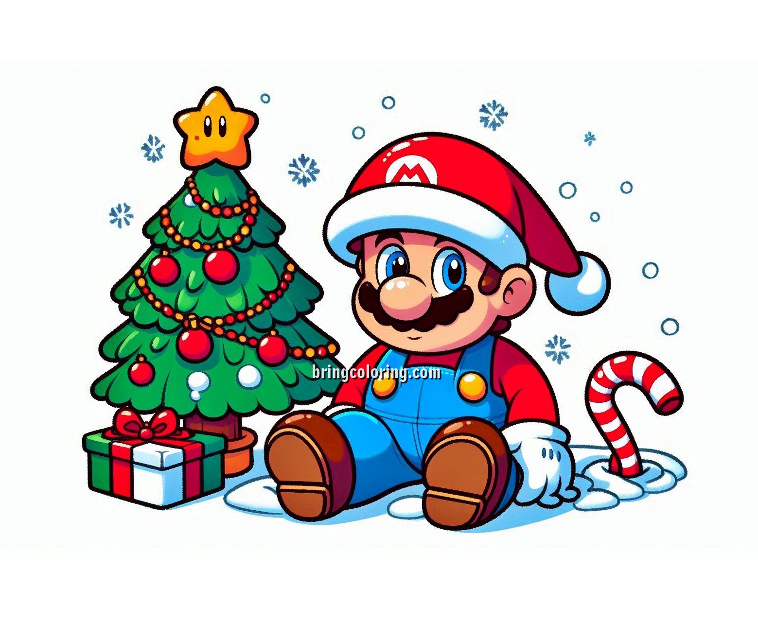 Mario Christmas Coloring Pages for Kids 5 Image of Mario Christmas Coloring