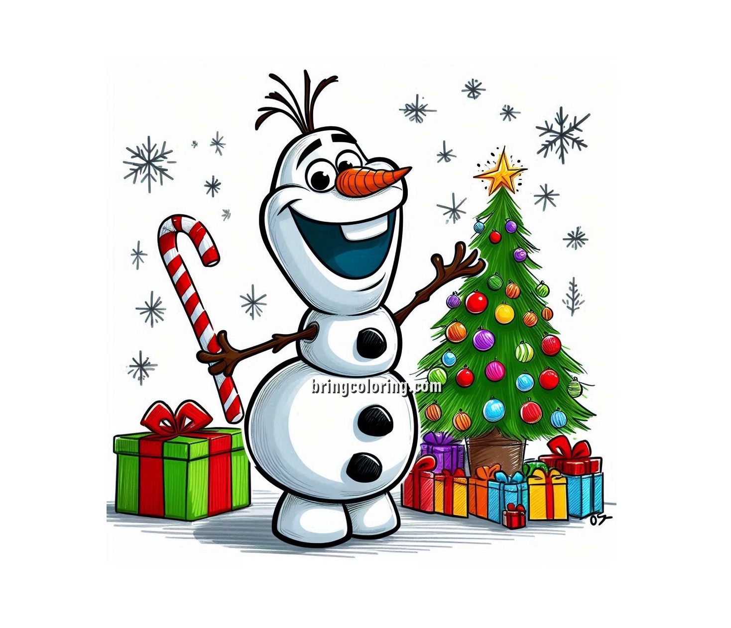 Olaf Christmas Coloring Pages 3 Image of Olaf Christmas Coloring