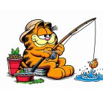 Garfield Fishing Coloring Pages for Kids Image of garfield Fishing Coloring