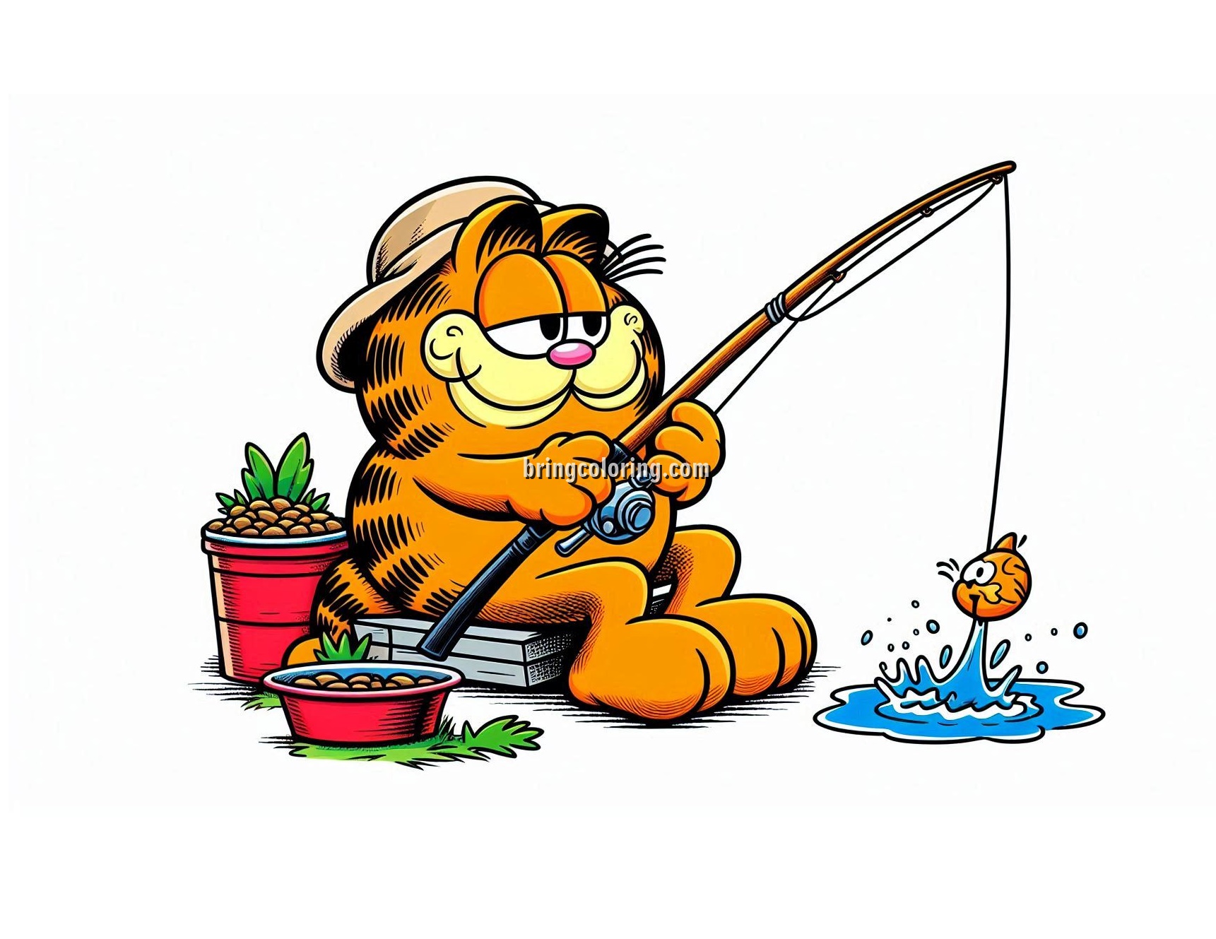 Garfield Fishing Coloring Pages for Kids 3 Image of garfield Fishing Coloring