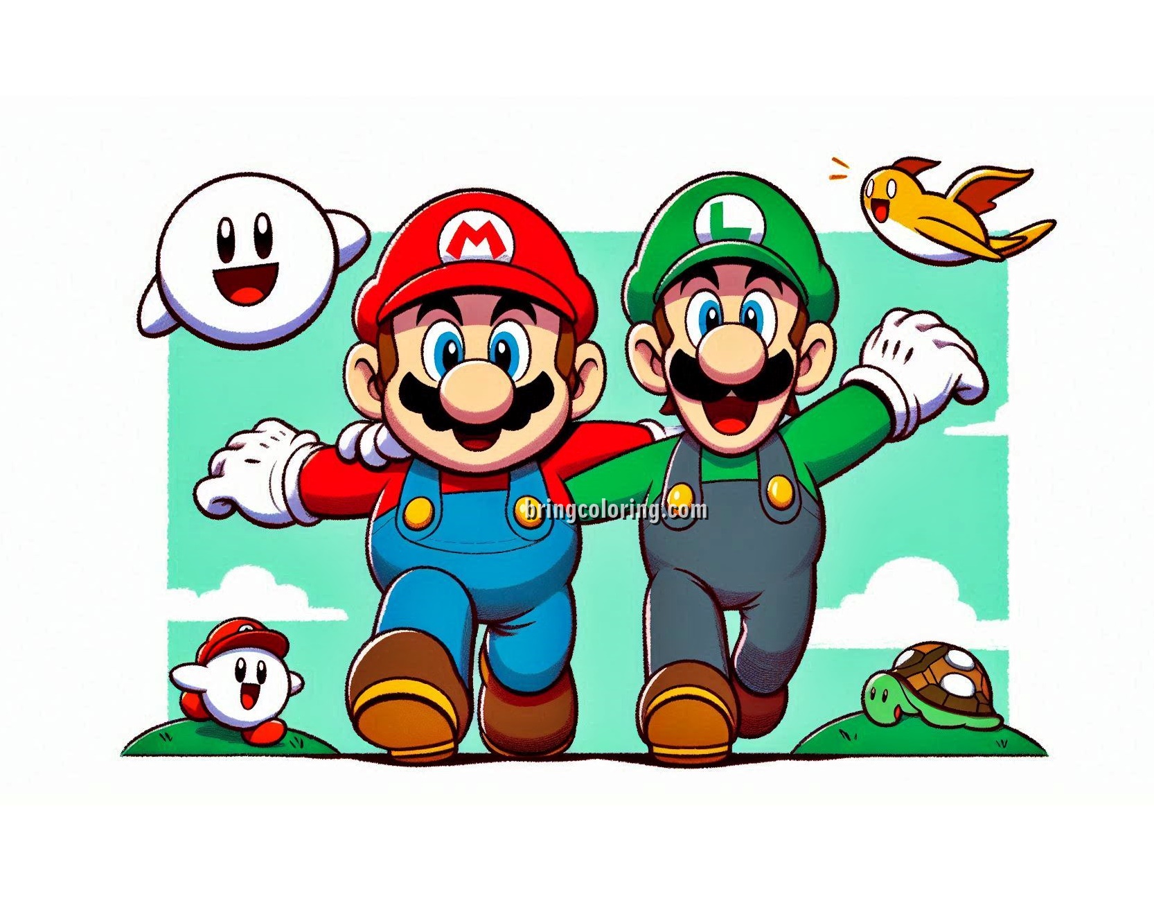 Jump into Fun with Mario and Luigi Coloring Pages for Kids! 4 Image of mario and luigi coloring