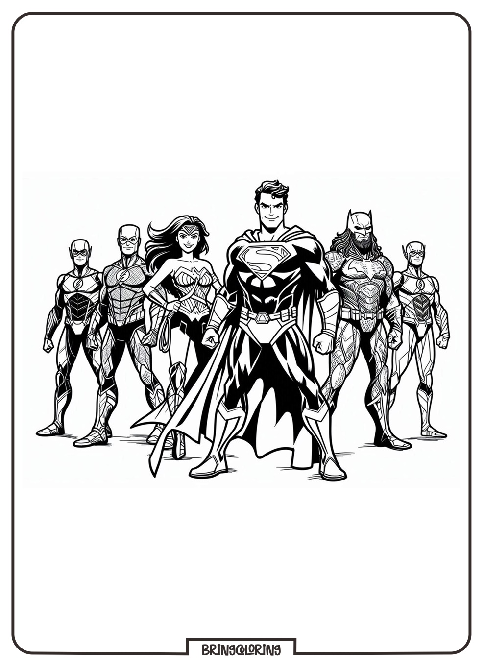 The Greatest Superheroes, Justice League Coloring Pages 1 Justice League Coloring Online Page for Kids