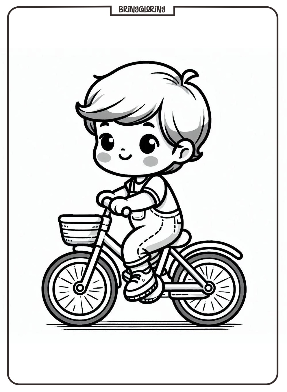 Little Boy Riding Bicycle Coloring Pages for Kids 1 Little Boy Riding Bicycle Coloring Page Bringcoloring