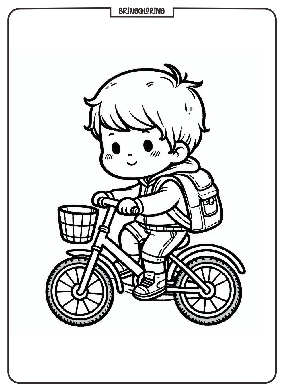 Little Boy Riding Bicycle Coloring Pages for Kids 2 Little Boy Riding Bicycle Coloring Pages Bringcoloring - bringcoloring.com