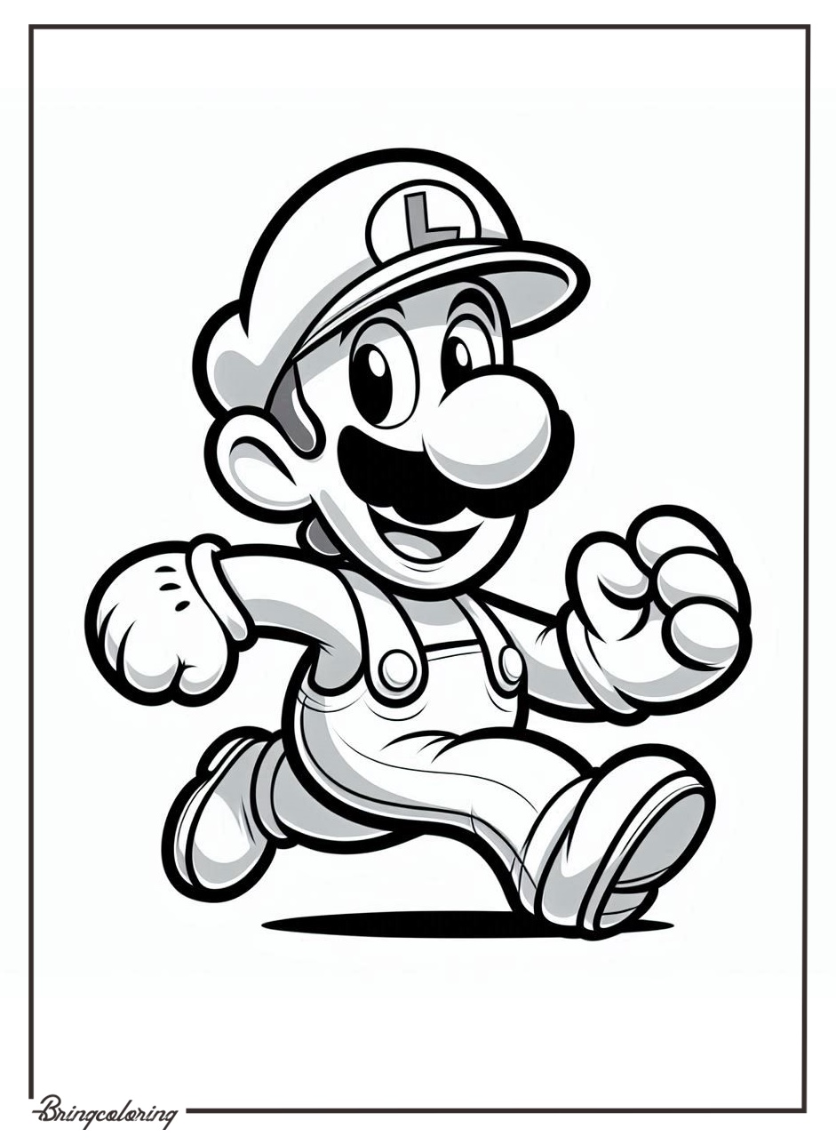 The Brave and Cheerful Brother of Mario, Luigi Coloring Pages 2 Luigi coloring online pages bringcoloring.com
